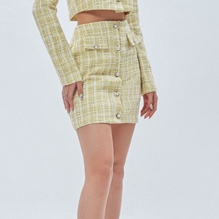 Chân váy SHEBYSHJ vải tweed vàng - Kayla Skirt
