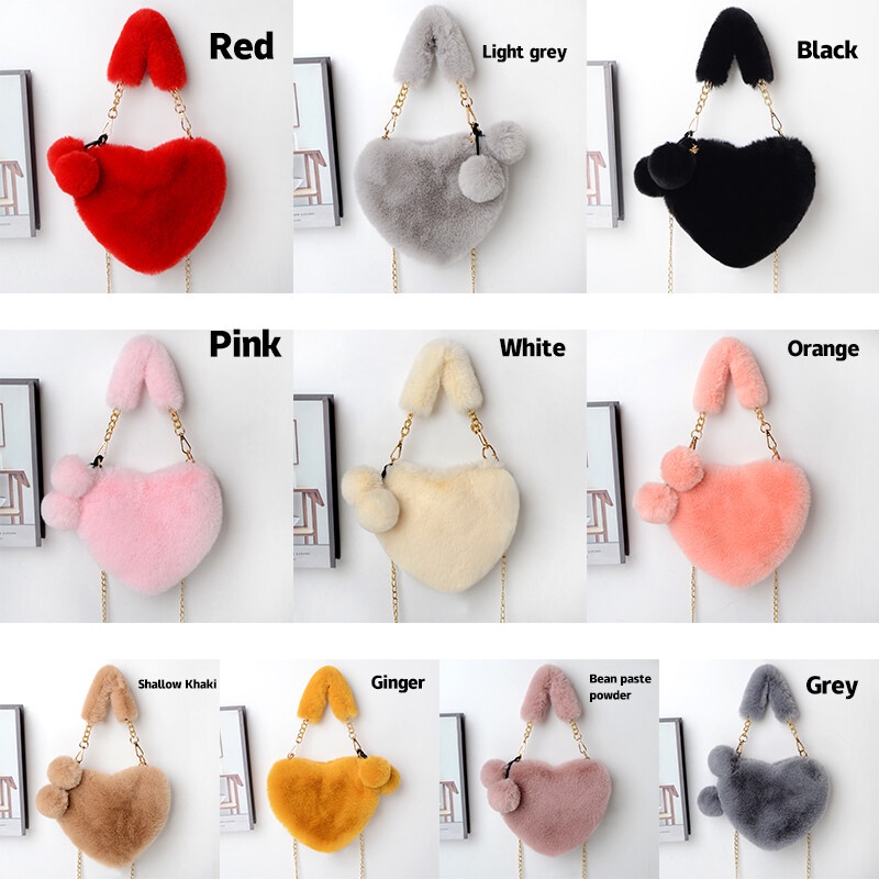 Mischa Túi Đeo Chéo Vai Hình Trái Tim Phủ Lông Thời Trang Xinh Xắn