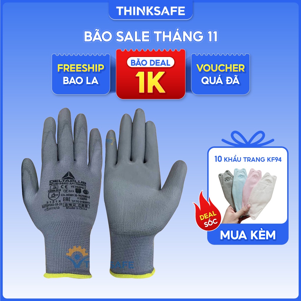 Găng tay đa năng Deltaplus Thinksafe, bao tay cơ khí thợ máy, ôm tay, thao tác chính xác cao, sửa chữa bảo trì - VE702PG