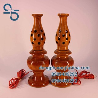 2 cây đèn gỗ bàn thờ đèn gỗ thấp 26cm - đèn bàn thờ đông phương fatima