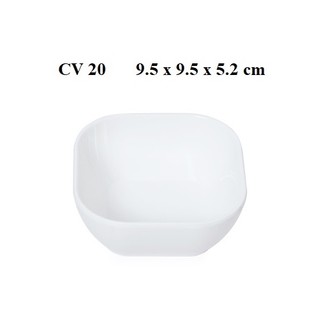 Chén cơm vuông nhựa Melamine Horeca trắng giả sứ cao cấp kiểu Hàn Quốc CV20