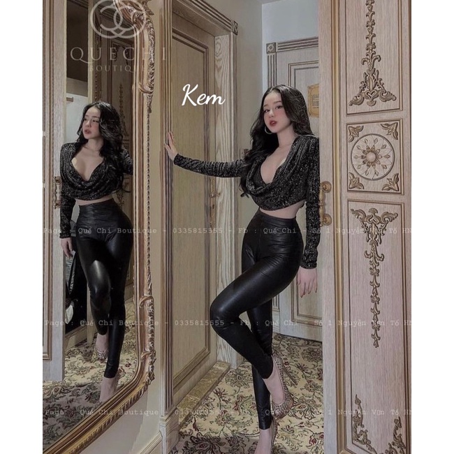 Set bộ quần da áo kim sa có tách set