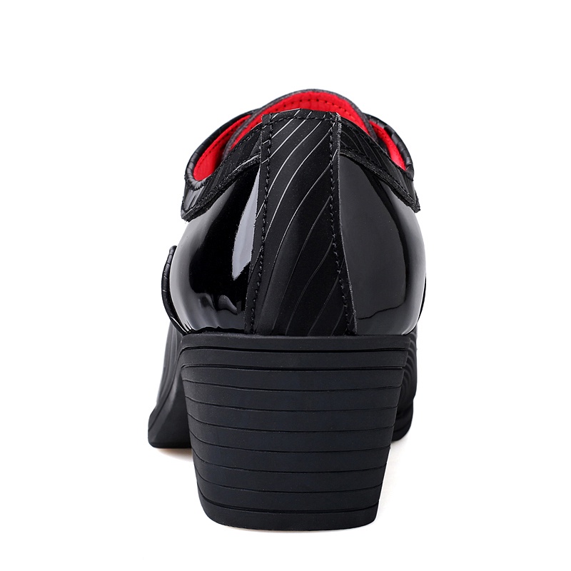 Giày Da Bóng Cao Gót / Giày Cao Gót Mũi Nhọn Có Đệm Nâng Chiều Cao Phong Cách Hàn Quốc Cho Nam