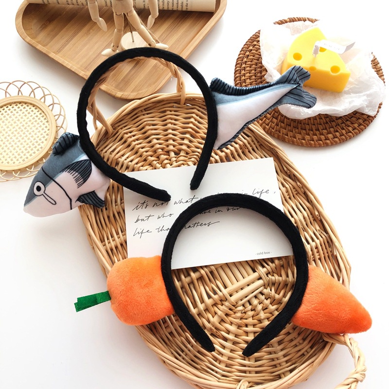 Băng Đô Cà Rốt / Cá Muối Hoạt Hình Nhồi Bông Đội Đầu Vui Nhộn