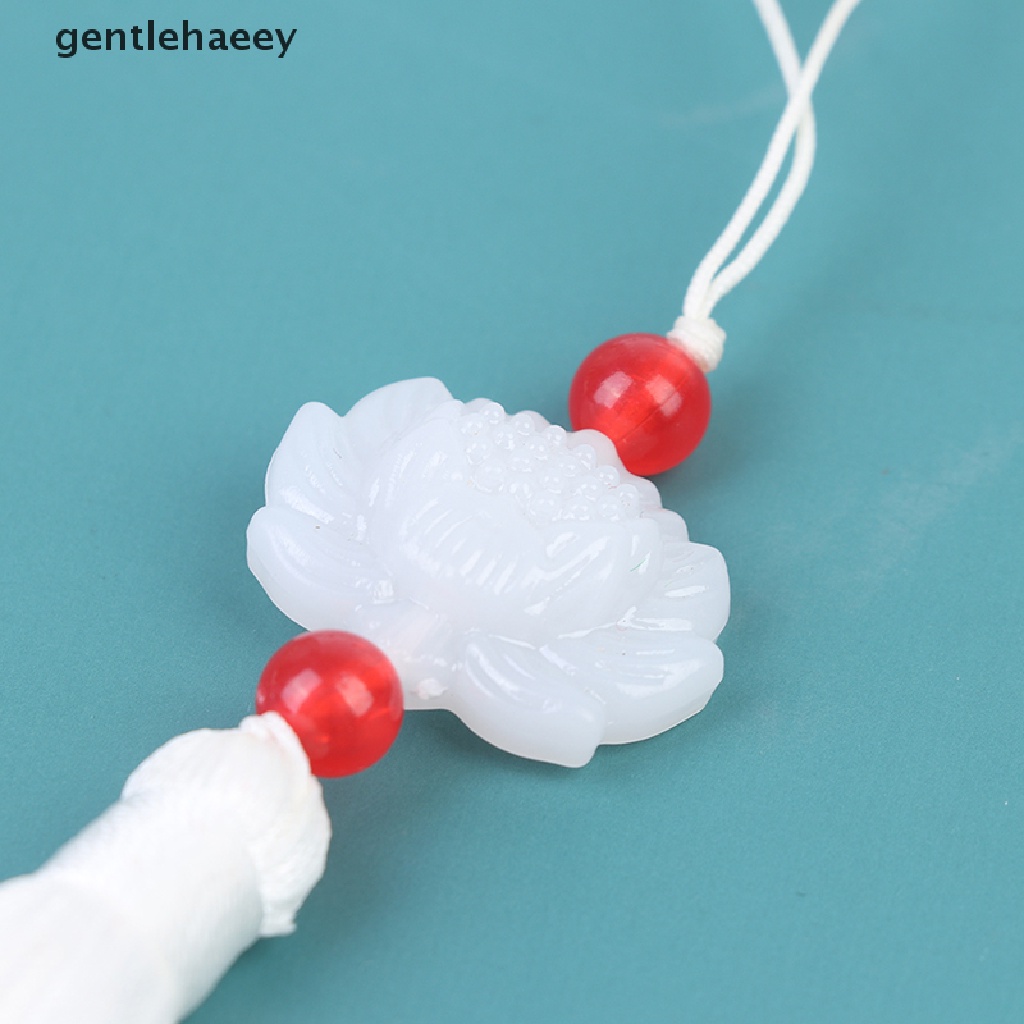 1 Mặt Dây Chuyền Ngọc Bích Trắng Hình Hoa Sen DIY