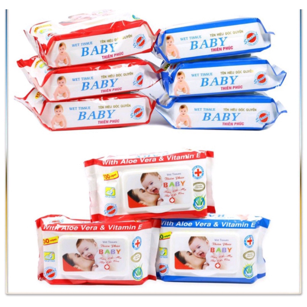 [COMBO 10 Gói] khăn ướt,Giấy ướt baby THIÊN PHÚC Không mùi Chính Hãng
