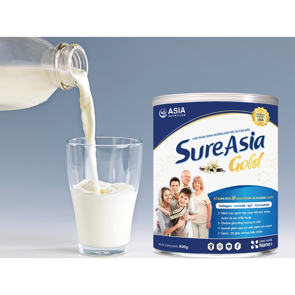 Combo 4 hộp Sữa Sure Asia Gold chính hãng nguyên liệu nhập khẩu từ Hoa Kỳ thượng hạng tốt cho sức khỏe người cao tuổi