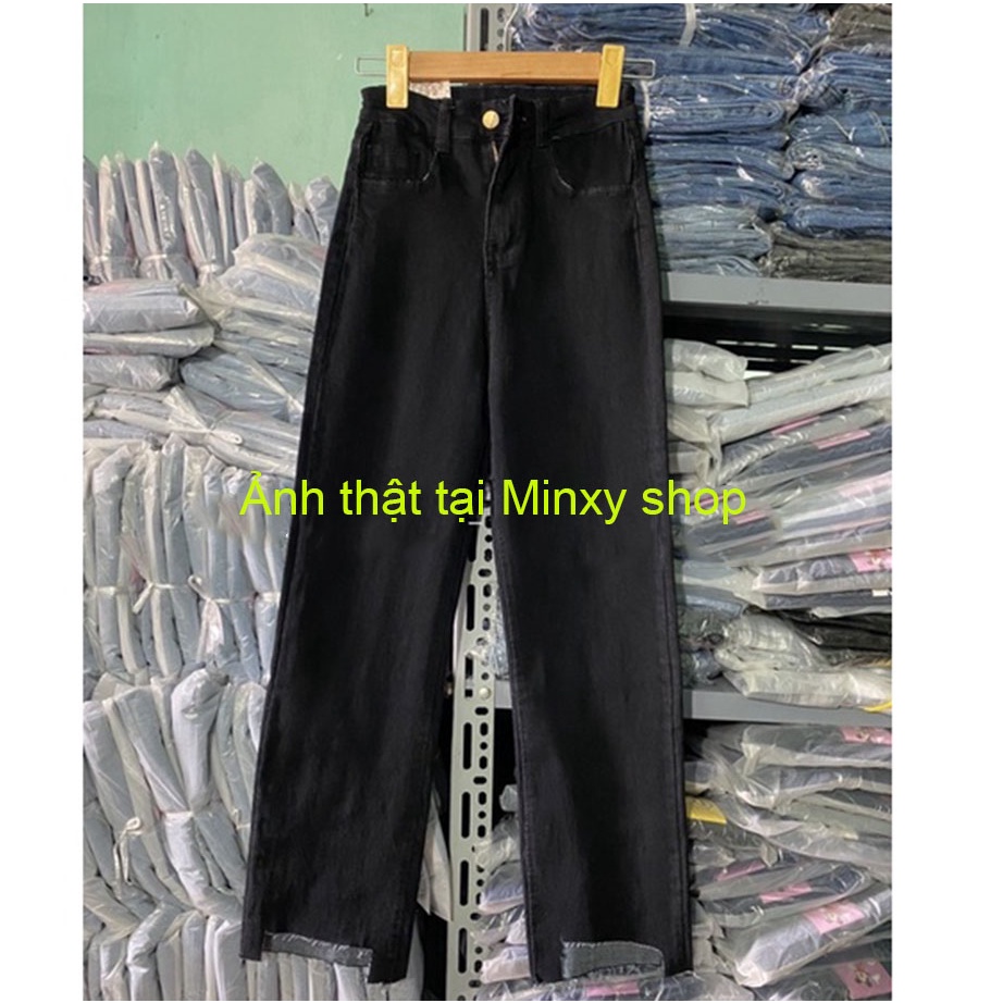 Quần jean nữ ống đứng 3 màu cơ bản chất bò dày dặn co dãn
