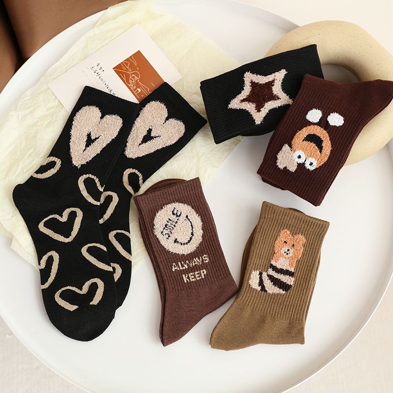 Bán Chạy#Tất Cotton Cổ Cao Màu Sắc Cà Phê Thời Trang Thu Đông Xinh Xắn Cho Nữ