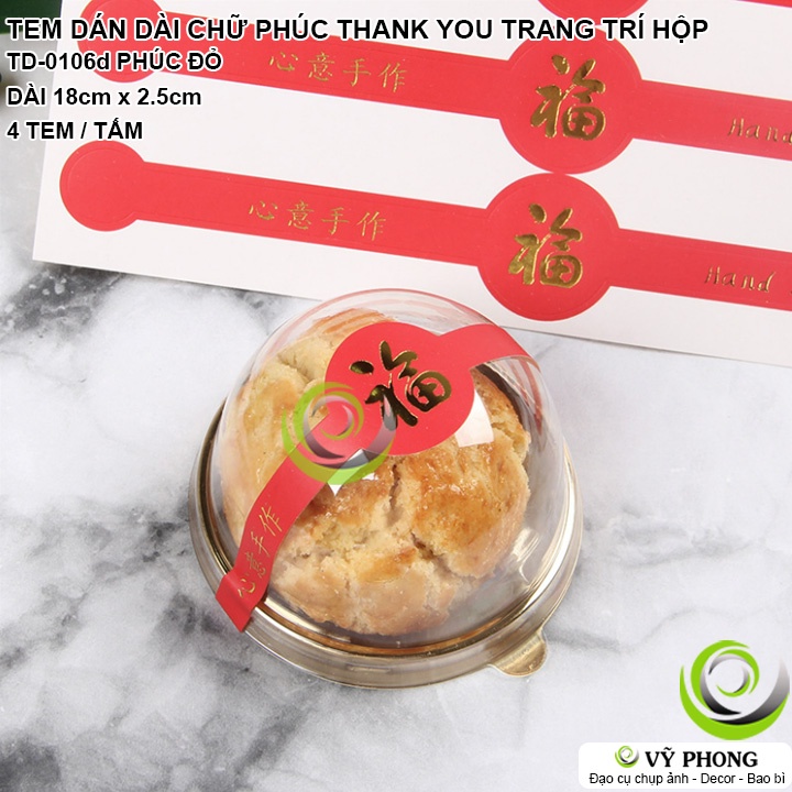 TEM DÁN DÀI NHÃN DÁN STICKER CHỮ PHÚC THANK YOU TẾT NIÊM PHONG TRANG TRÍ HỘP BAO BÌ TÂN XUÂN NĂM MỚI TD-0106