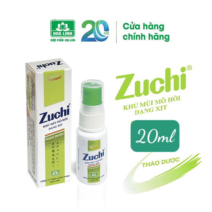 Xịt khử mùi hôi nách từ thảo dược Zuchi- Hộp 20ml chai màu xanh