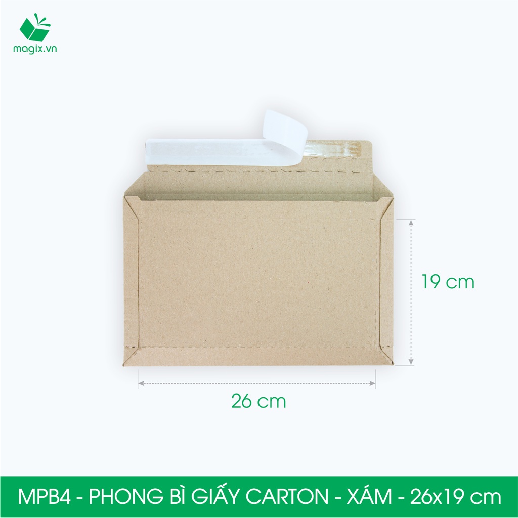MPB4 - 26x19cm - COMBO 60 PHONG BÌ GIẤY CARTON ĐÓNG HÀNG MÀU XÁM