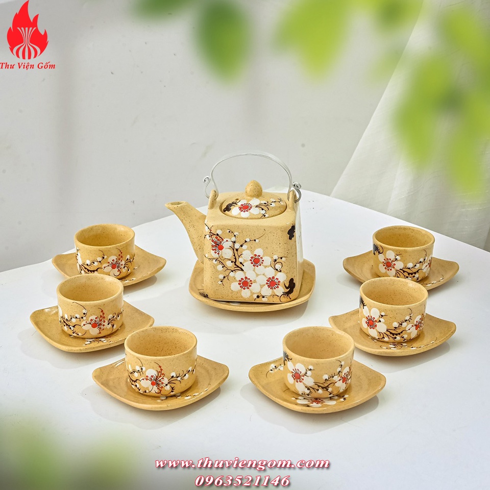 Bộ ấm chén men mát các loại Bát Tràng 400ml