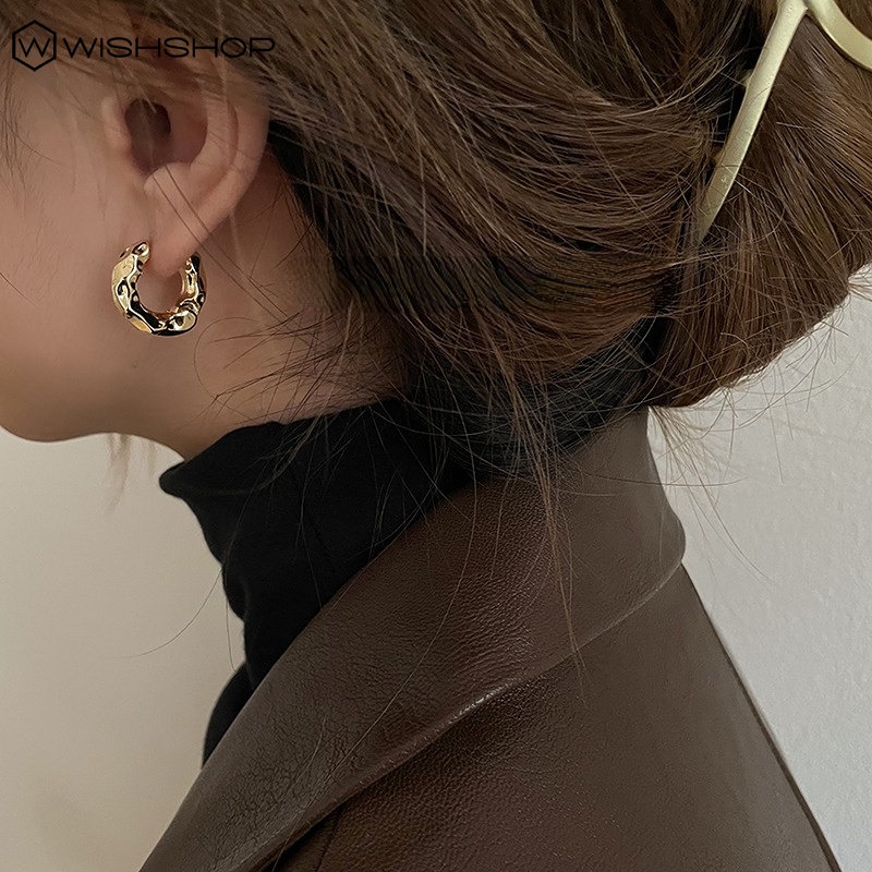 Bông Tai Hình Tròn Bằng Kim Loại Phong Cách Vintage Thời Trang Cho Nữ