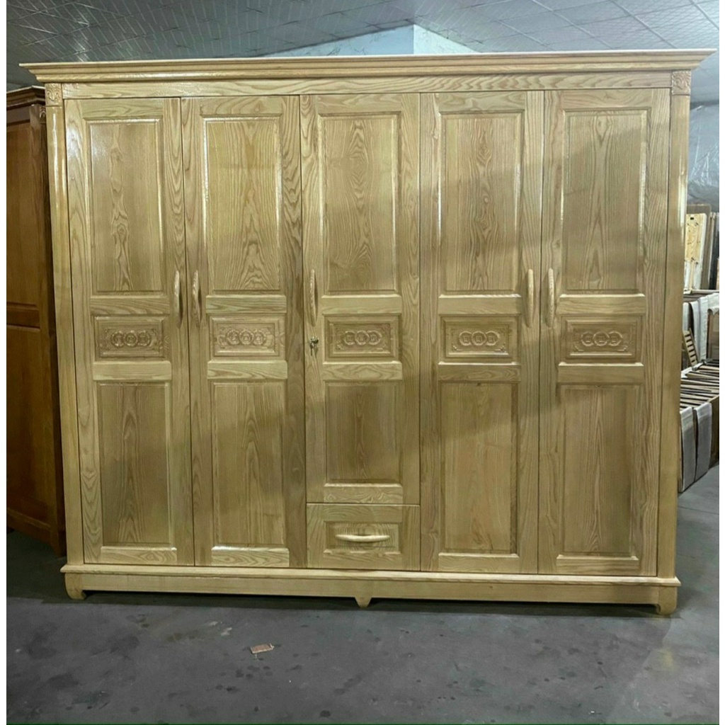 Tủ quần áo gỗ sồi 5 cánh 3 buồng (FRESHIP 50 KM )