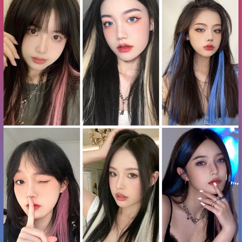 Tóc Giả Nối Dài 60cm Nhuộm Màu Ombre Dễ Thương Cho Nữ