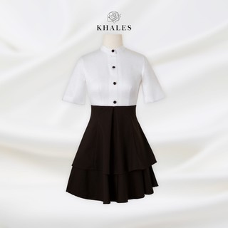 [Gửi Đơn Sau Tết] Đầm váy mini KHALES Maison tay ngắn vải tarfta dáng xòe 2 tầng