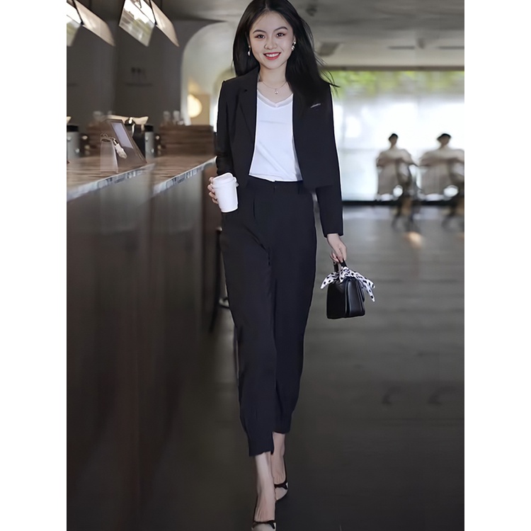 (50-90 KG) ÁO CỔ VEST ĐEN MIX CÙNG QUẦN TÂY BAGGY KHOÁ GẤU, THANH LỊCH XUỐNG PHỐ