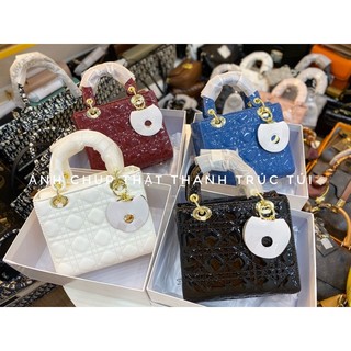 Túi xách chu D 5 ô da bóng size 20cm (bản đẹp, có hộp)