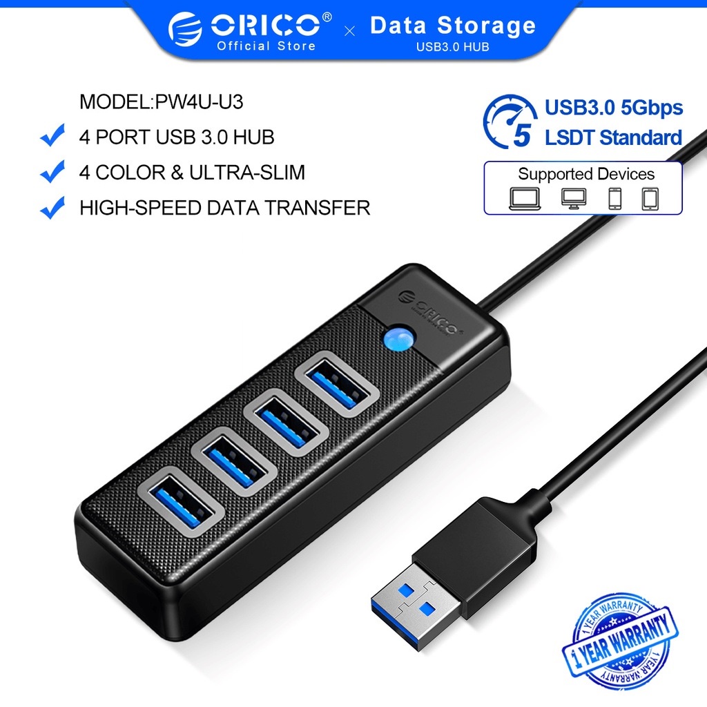 Bộ chia USB 1 ra 4 cổng USB 3.0 - ORICO PW4U-U3 Chính Hãng