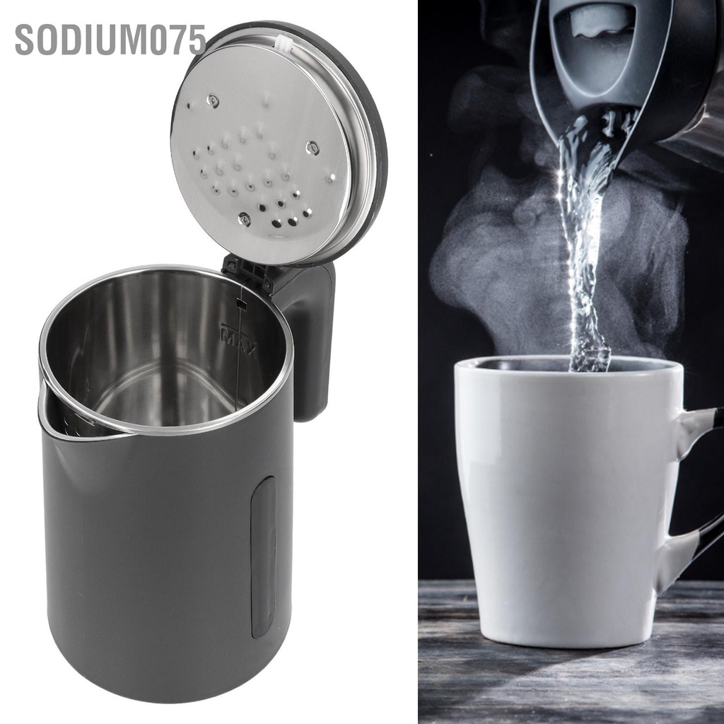 Có thể bán buôn Ấm Điện Đun Nước Hai Lớp Bằng Thép Không Gỉ 2.3L Màu Đen 2000W Phích Cắm EU 220V Hàng giao ngay