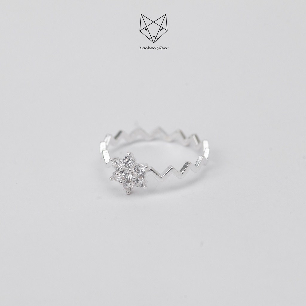 Nhẫn Bạc Ta Cao Cấp CaoBac Silver Thiết Kế ZicZac Mặt Hoa Đá Tính Tế ,Lấp Lánh, Mới Lạ Dành Tặng Riêng Cho Bạn Gái