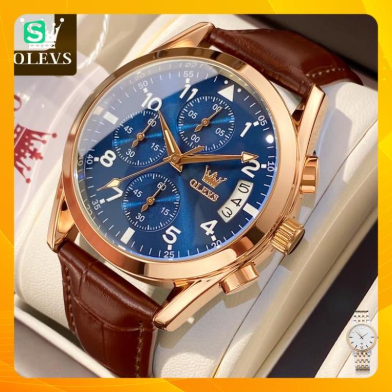 Đồng hồ nam chính hãng OLEVS 2878 dây da bò  Chống thấm nước sâu  hiệu ứng phát sáng