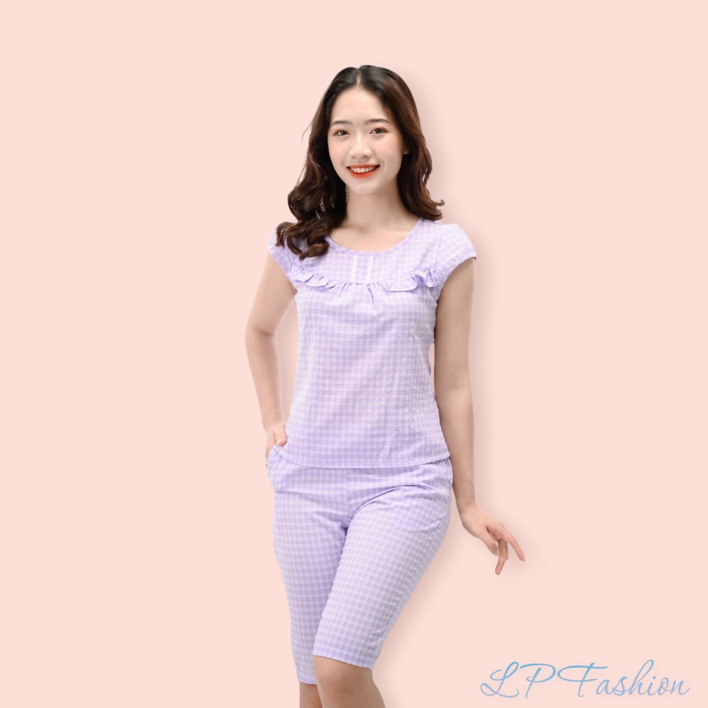 Bộ Mặc Nhà Quần Lửng Lụa Hàn Châu size M,L <55kg có size