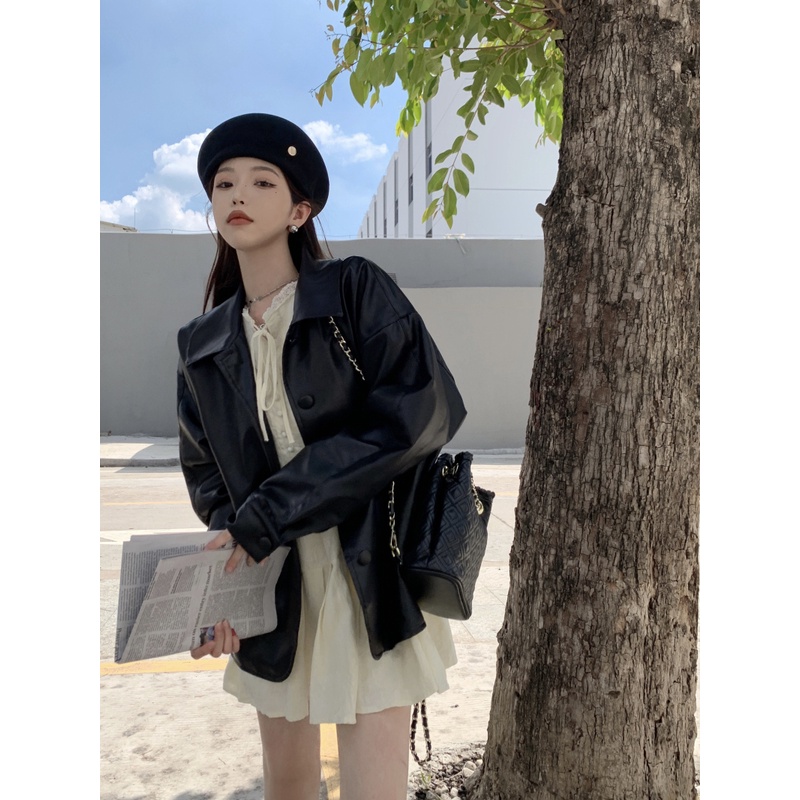 Váy babydoll tiểu thư Tay dài chân xếp li Hàn Quốc Ulzzang  - immin.h