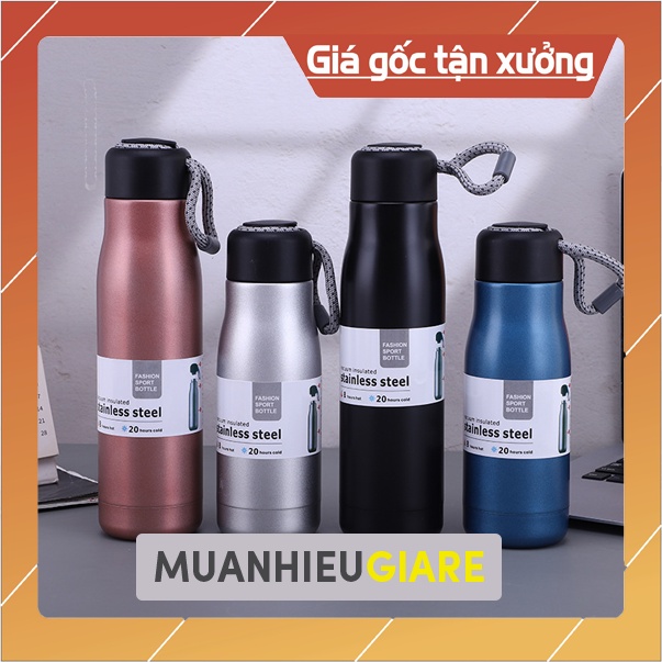 Bình giữ nhiệt nóng lạnh 500ml, bình đựng nước inox 304, kèm quai xách tiện lợi, giữ nhiệt muanhieugiare8686
