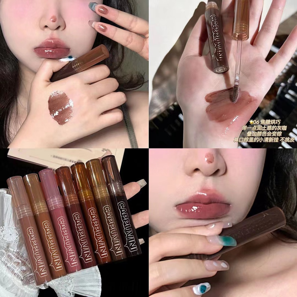 Son Kem Màu Đen / Nâu Hiệu Ứng Gương Trang Điểm Không Dính