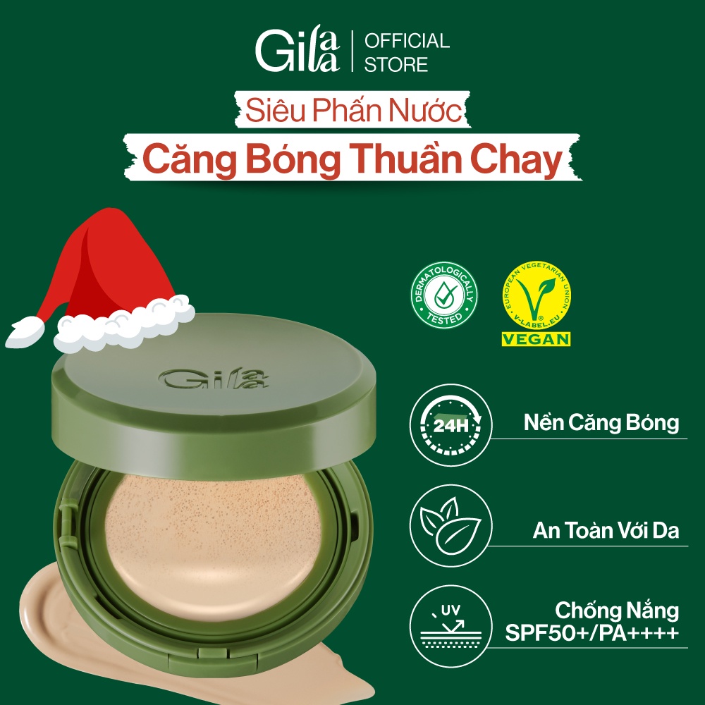 Siêu Phấn Nước Căng Bóng GILAA Vegan Super Glow Cushion SPF50+/PA++++ (1 lõi x 15g)