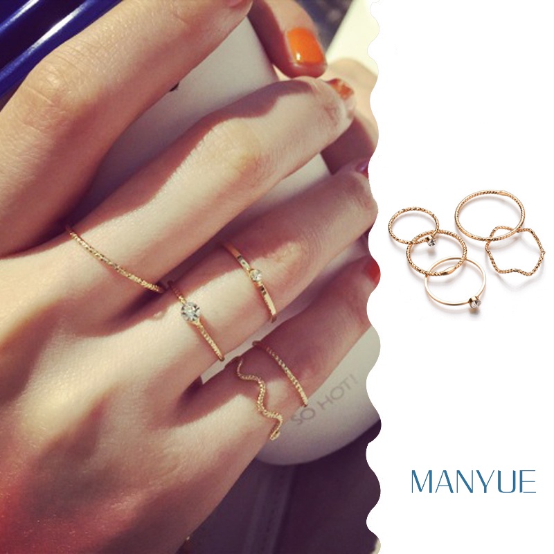 MANYUE Set Nhẫn Đeo Khớp Ngón Tay Thời Trang Hàn Quốc Cho Nữ