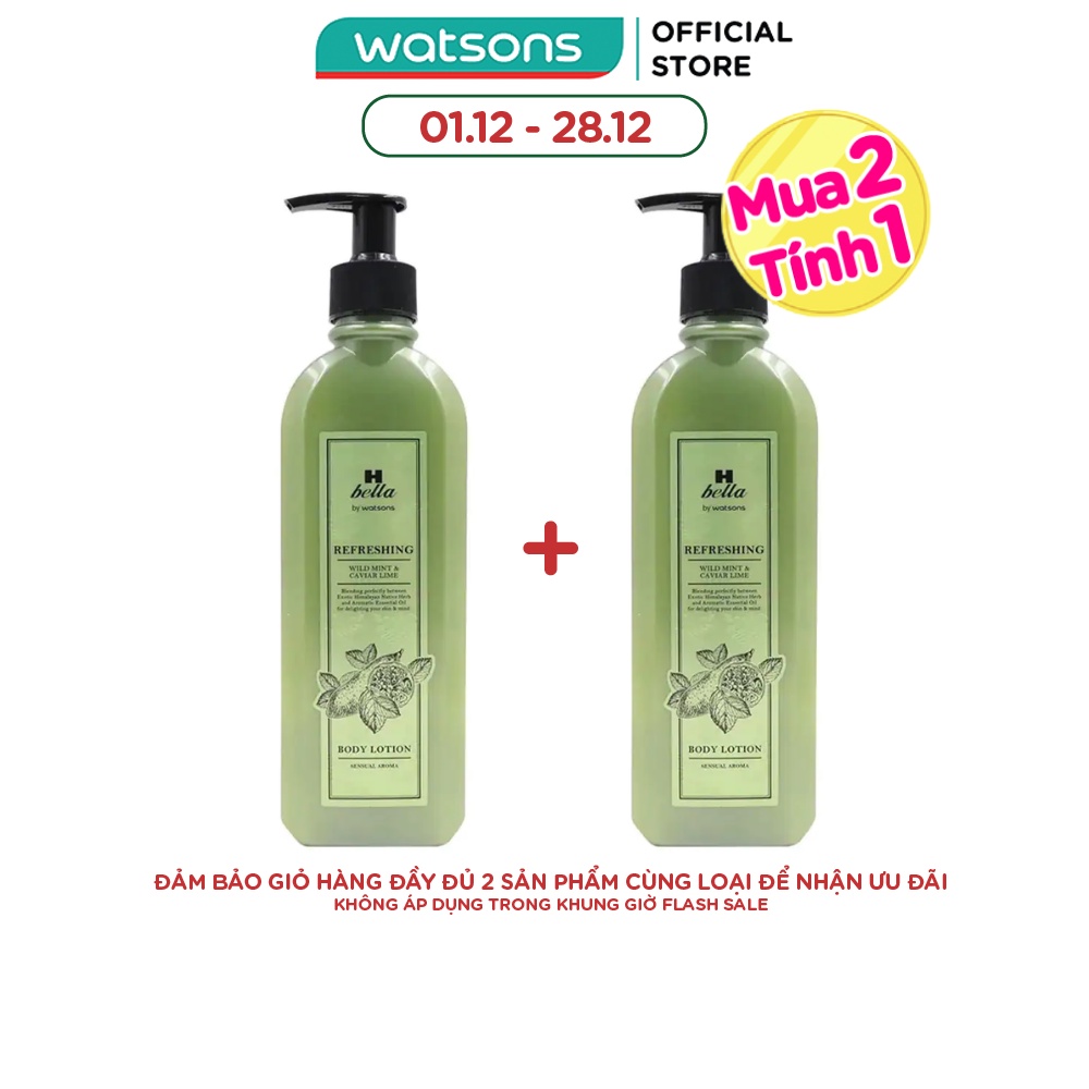 Sữa Dưỡng Thể H Bella By Watsons Refreshing Từ Bạc Hà Á & Chanh Trứng Cá 300ml