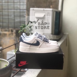 GIÀY AIR FORCE 1 CANVAS NAVY - Giày Thể Thao AF1 Màu Be Kem Tích Xanh nam Nữ Full Phụ Kiện