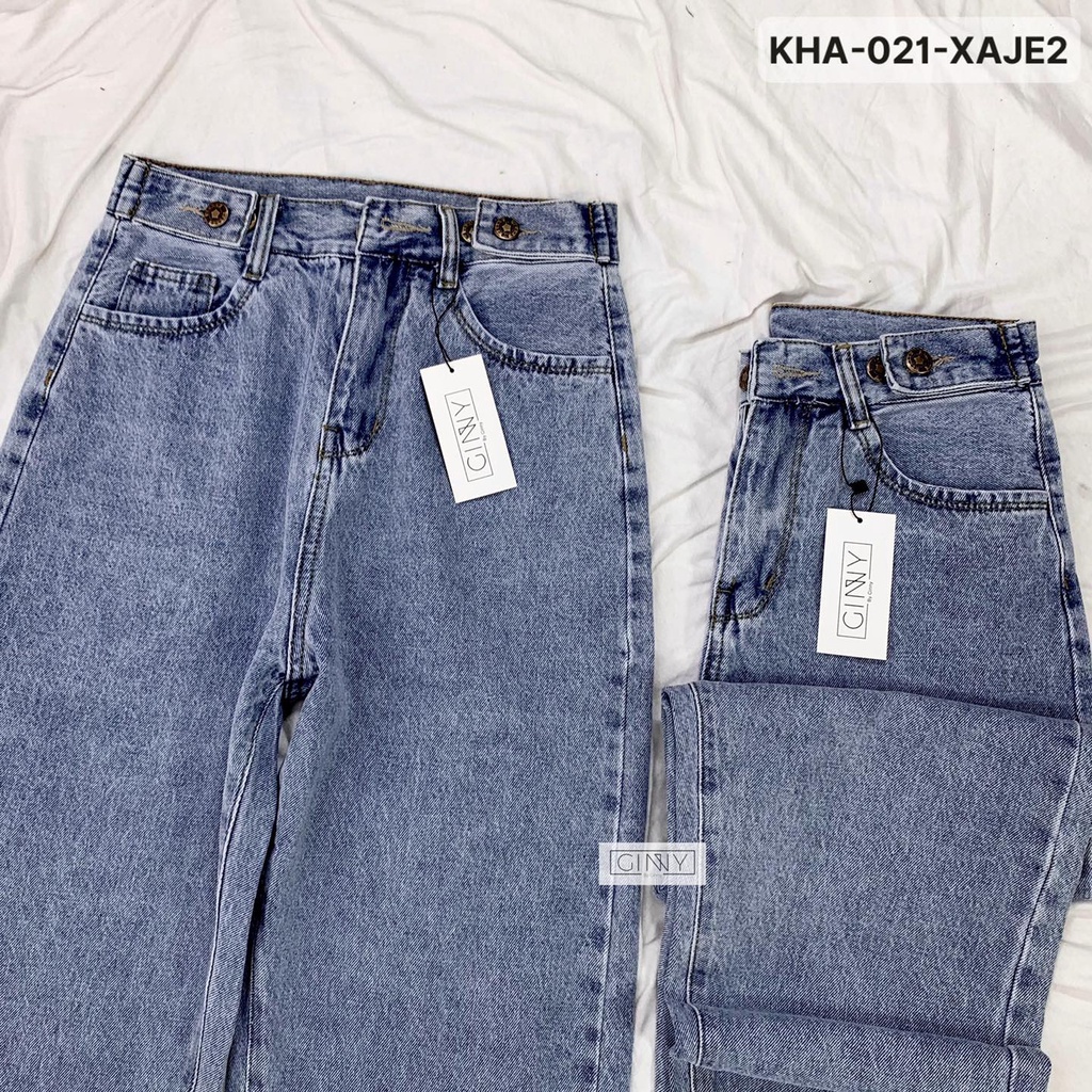 Quần Baggy Nữ Jean Hack Chân KHA-021 | Vải Jean Wash Xịn | GINNY.VN