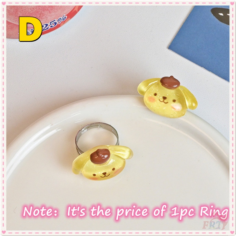 ☀ Cinnamoroll / Melody / Kuromi / Pochacco / Pom Pom Purin - Nhẫn Nhân Vật Hoạt Hình ☀ 1 Chiếc Nhẫn Hình Tròn Có Thể Điều Chỉnh Kích Thước Dành Cho Fan Ngọt Ngào