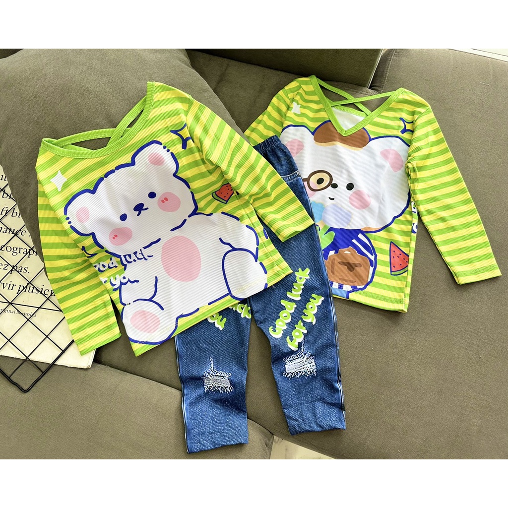 Bộ tay dài quần dài thun lạnh 3D siêu sang cho bé gái size đại 25-45kg-Quần áo trẻ em-Pikakids