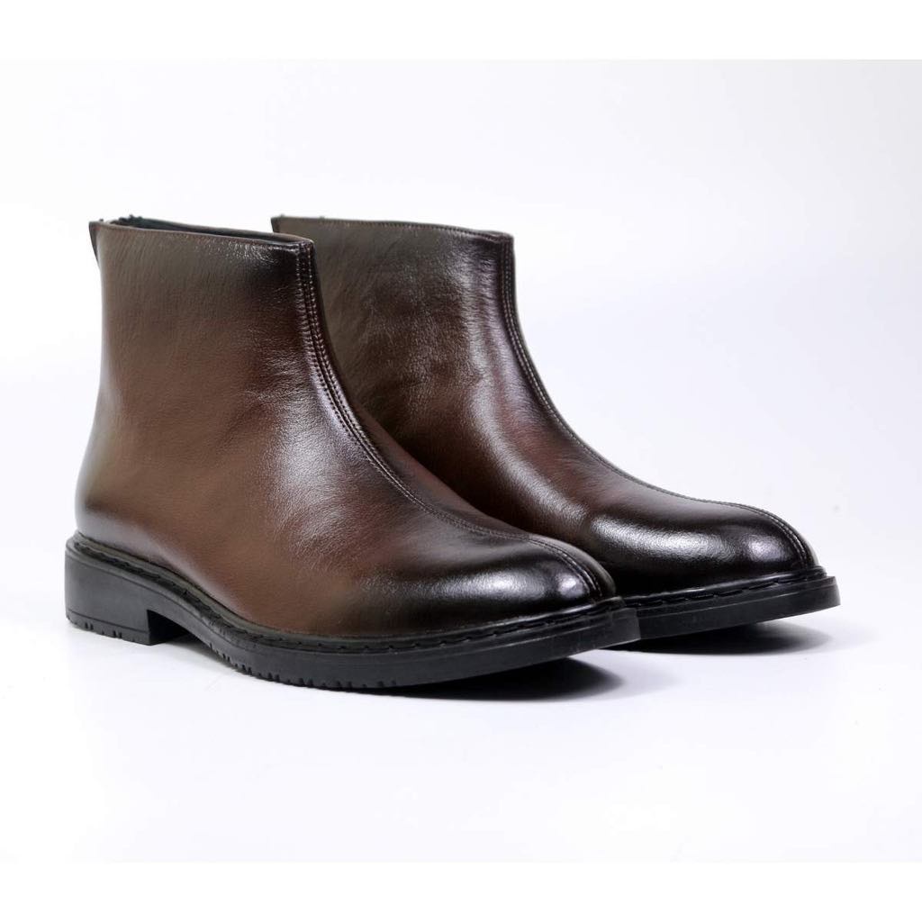 Zip boots khoá kéo nâu da bò, zipboots, chelsea boots khoá kéo