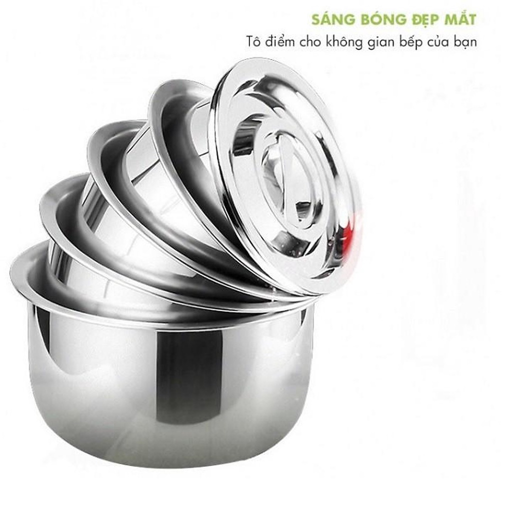Bộ 5 nồi inox MHome size 16, 18, 20, 22, 24cm