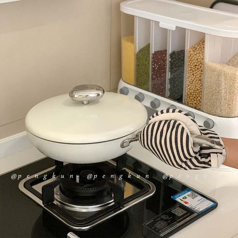 Găng Tay cotton Lanh Dày Dặn Cách Nhiệt Chống Bỏng Phong Cách Nhật Bản Tiện Dụng Cho Gia Đình