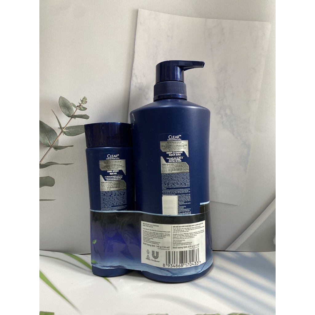 ❌ MUA 1 TẶNG 1❌ Dầu gội sạch gàu Clear men than hoạt tính 630g tặng chai gội Clear men bạc hà 140g