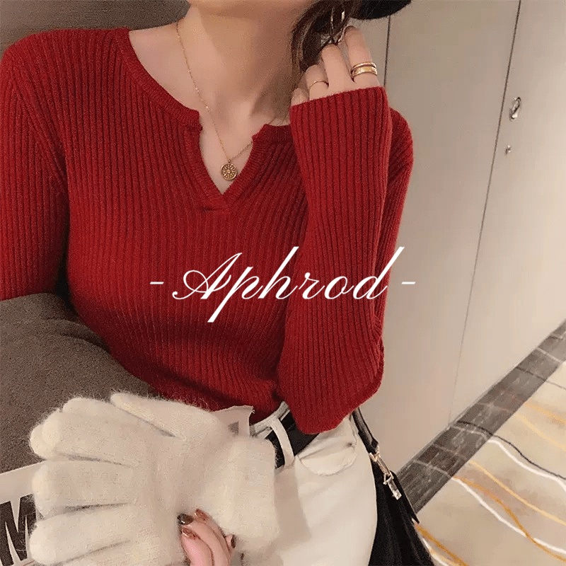 Aphrod Áo Len Cổ Chữ V Thời Trang Mùa Thu Mới Cho Nữ