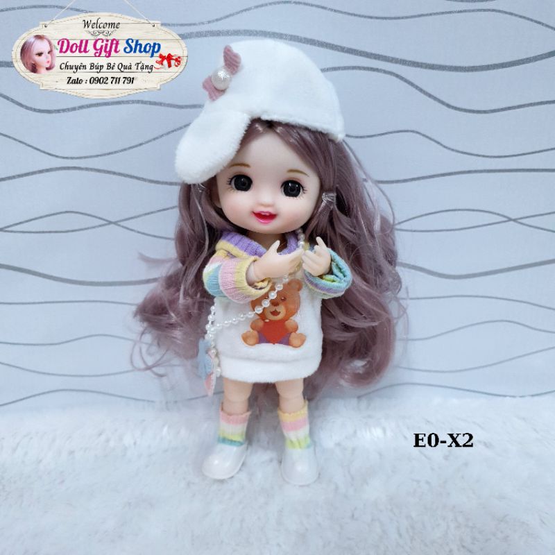 Búp bê em bé mặt cười, cao 16cm có khớp xoay, mắt đá 3D, đồ chơi búp bê cho bé gái - Doll Gift Shop