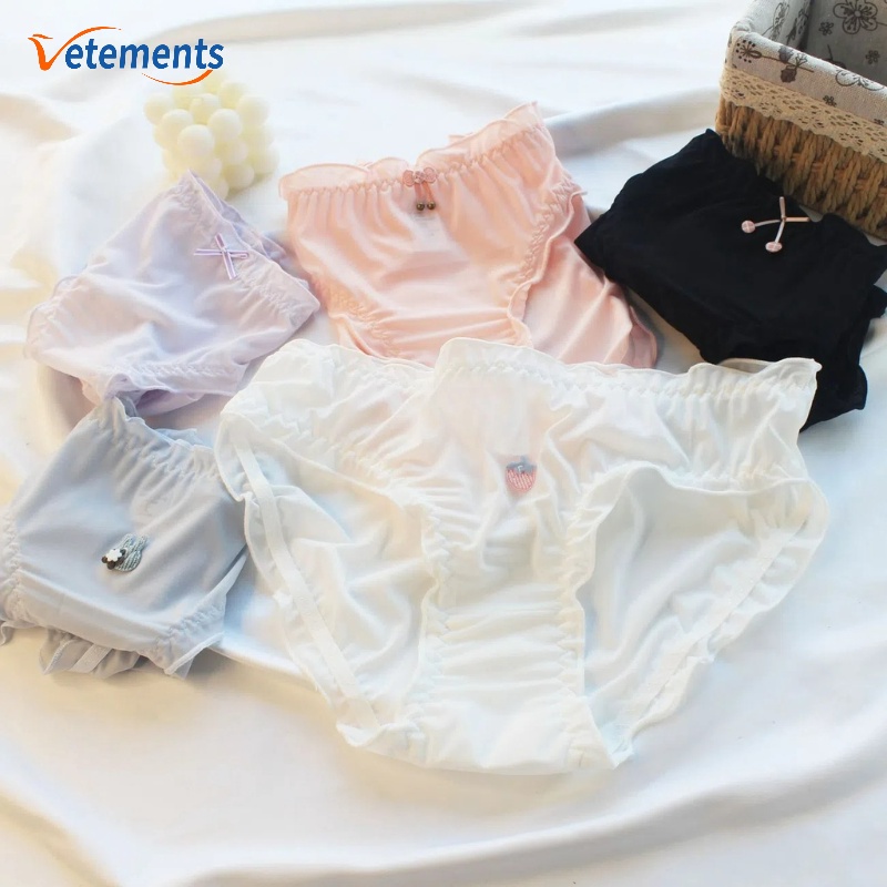 Quần Lót Lụa Nhún Bèo Phong Cách Lolita Nhật Bản Dễ Thương Cho Nữ