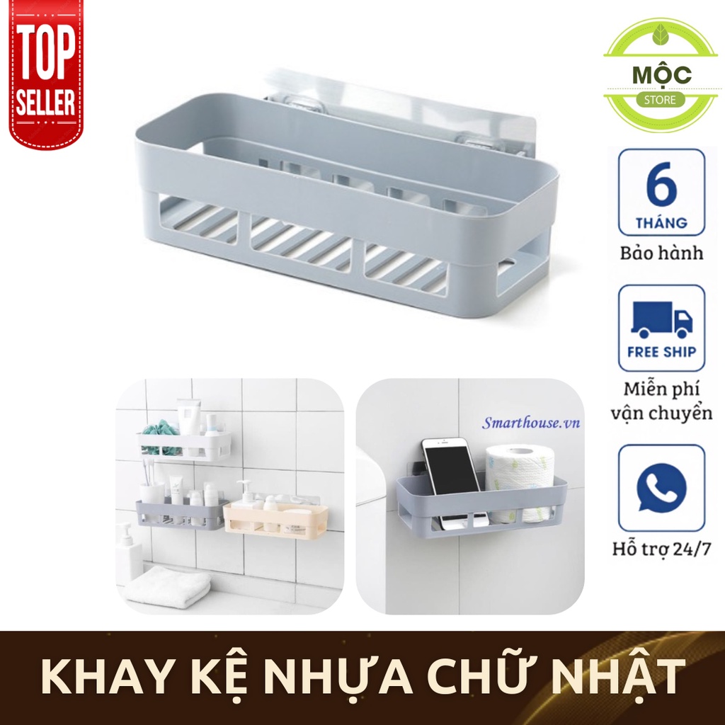 Khay Kệ Nhựa Chữ Nhật Dán Tường Để Đồ Nhà Tắm - Kệ Dán Bao Chắc - Tiện Lợi, Sang Trọng