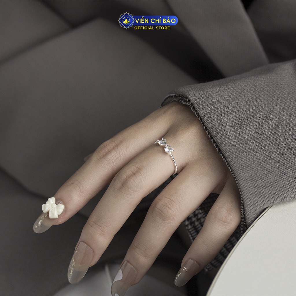 Nhẫn bạc nữ nơ xoắn đá trắng chất liệu bạc 925 thời trang phụ kiện trang sức nữ Viễn Chí Bảo N400882
