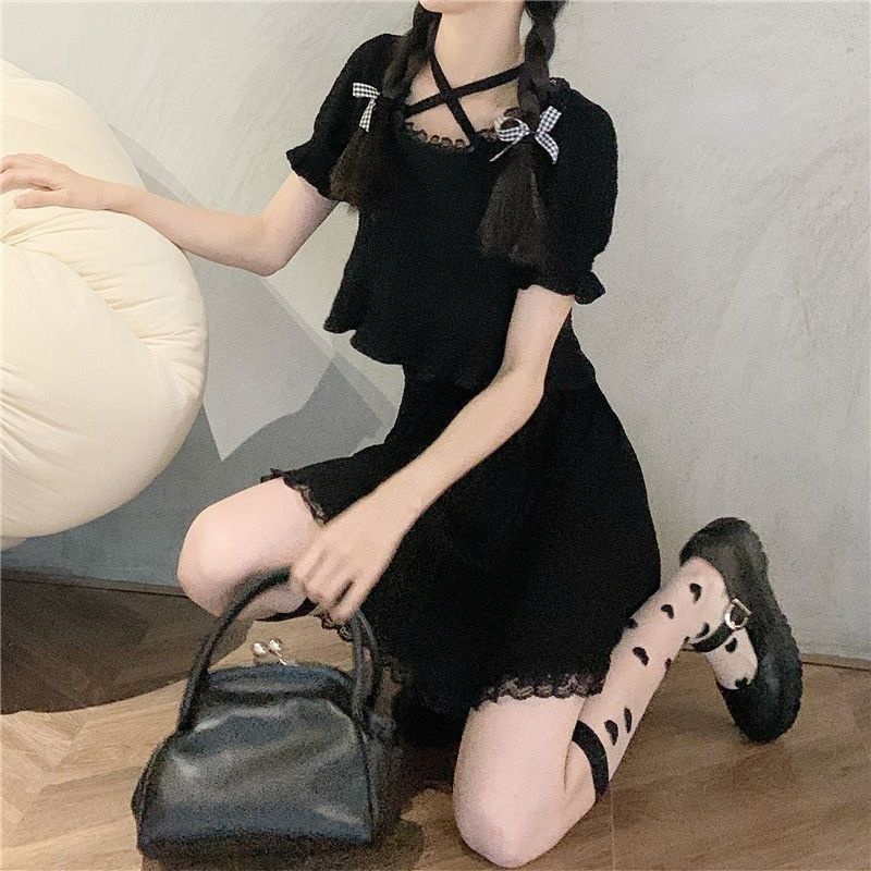 Tất Bắp Chân Vải Lụa Màu Đen In Hình Trái Tim Ngọt Ngào Phong Cách lolita Dễ Phối Đồ Thời Trang Xuân Thu Cho Nữ