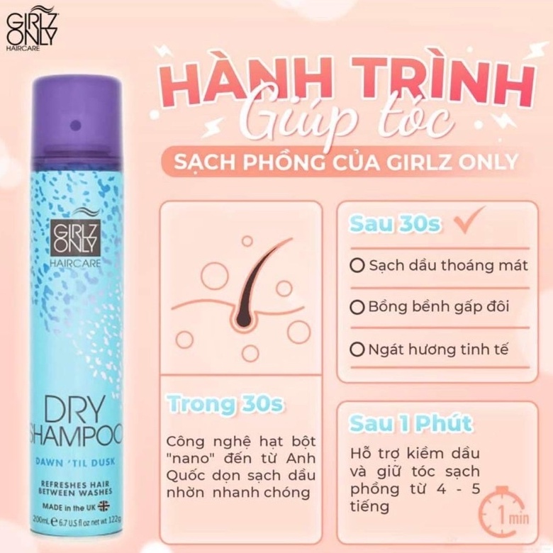 Dầu gội khô Girlz Only đủ mùi hương 200ml