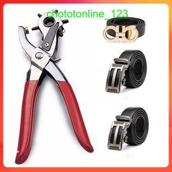 Kềm Bấm Lỗ Dây Nịt, Đồng Hồ, Đồ Da Các Loại 6 Đầu Cán Bọc Nhựa, Kìm Đục Lỗ Thắt Lưng, Dụng Cụ Bấm Lỗ Dây Da Tròn